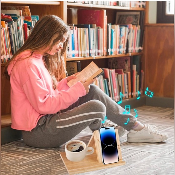 📚 ❤️Solid Oak Wooden Triangle Bookshelf Book Stand Holder, Wood Book Rest📚♥️ - Picture 5 of 10